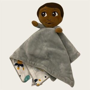 Little Muffincakes Lovey Baby Security Blanket Blue Grey Astronauts (Ashton)